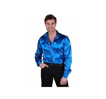 -CAMISA SATIN AZUL XS