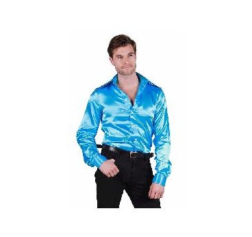 -CAMISA SATINADA AZUL CELESTE S
