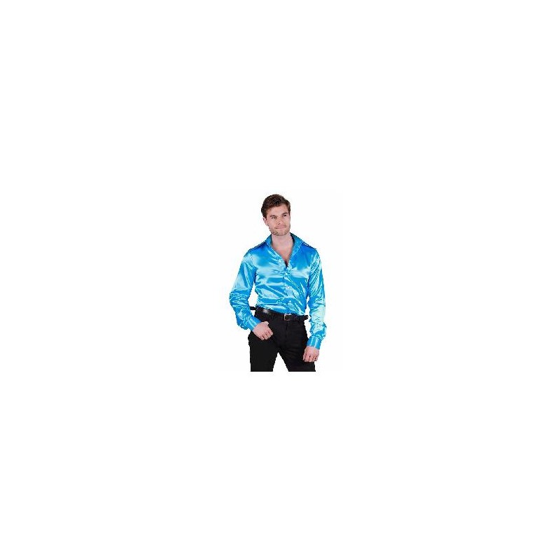 -CAMISA SATINADA AZUL CELESTE S