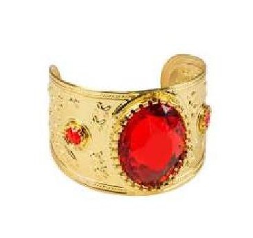 -BRAZALETE DORADO CON PIEDRAS ROJAS