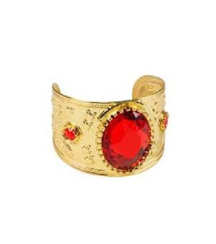 -BRAZALETE DORADO CON PIEDRAS ROJAS