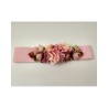 CINTURON ELASTICO ROSA FLORES TONOS MALVA