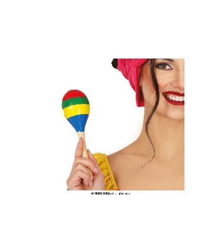 -MARACA MULTICOLOR 20 CMS, MADERA