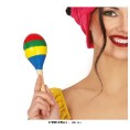 -MARACA MULTICOLOR 20 CMS, MADERA