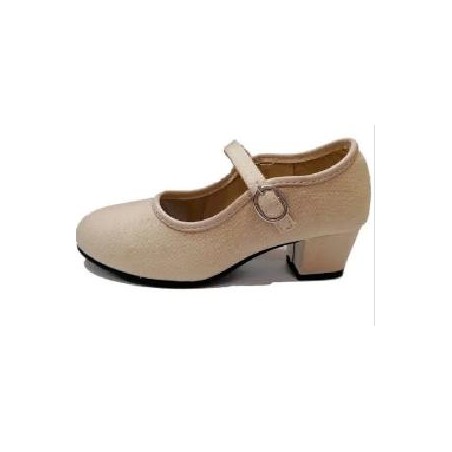 -ZAPATO FLAMENCO LONA BEIG HEBILLA 32