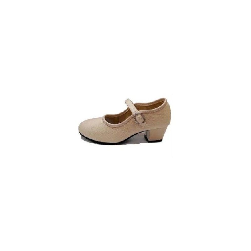 -ZAPATO FLAMENCO LONA BEIG HEBILLA 31
