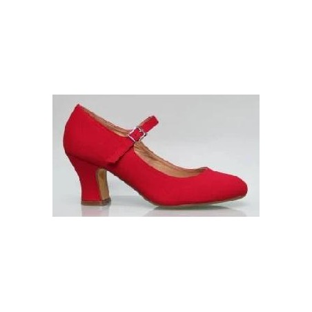 -ZAPATO FLAMENCO LONA ROJO HEBILLA 29