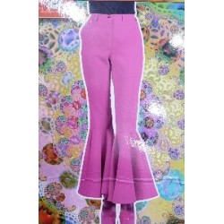 -PANTALON AÑOS 70 ACAMPANADO ROSADO XXS