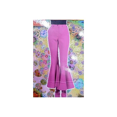 -PANTALON AÑOS 70 ACAMPANADO ROSADO XXS