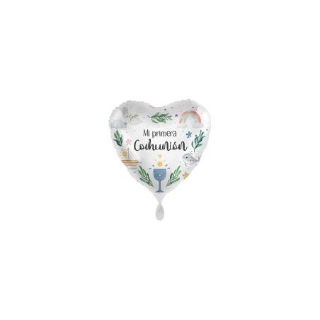 -GLOBO FOIL "MI PRIMERA COMUNION" CORAZON 43 CM