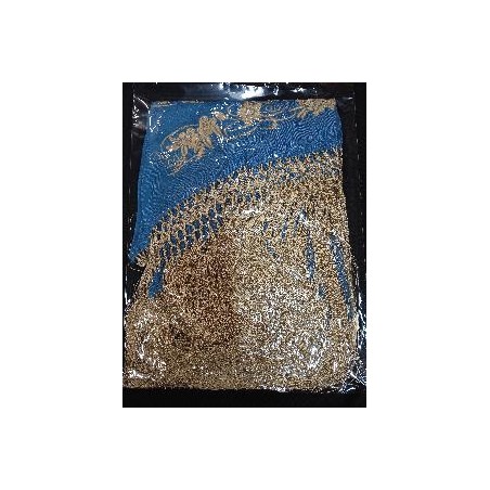 MANTON BORDADO AFRICA AZUL Y ORO