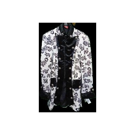 -CHAQUETA LARGA BLANCA METALIZADA Y NEGRO L