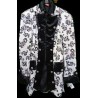 -CHAQUETA LARGA BLANCA METALIZADA Y NEGRO L