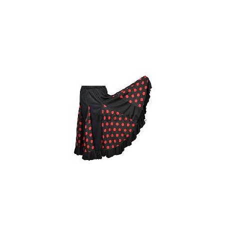 -FALDA FLAMENCA NEGRA CON GODETS ROJO XL