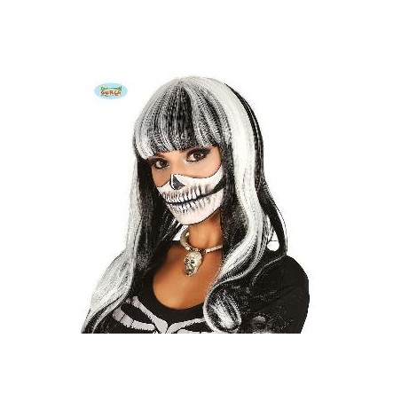 -PELUCA MELENA BLANCA Y NEGRA