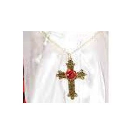 COLLAR LAZO CRUZ PIEDRA ROJA