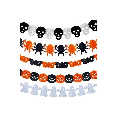 -GUIRNALDA CALAVERA  HALLOWEN SURTIDAS NARANJA,NEGRA.