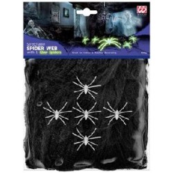 TELARAÑA NEGRA DE 100 G CON 5 ARAÑAS