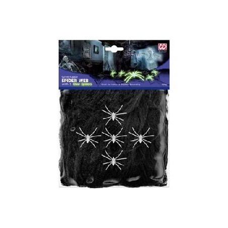 TELARAÑA NEGRA DE 100 G CON 5 ARAÑAS