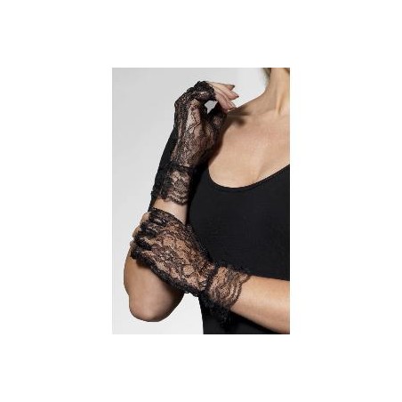 -GUANTES MITON DE ENCAJE NEGROS