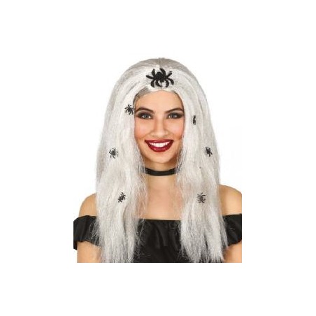 -PELUCA MELENA GRIS CON ARAÑAS