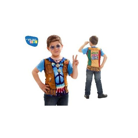 -DISFRAZ HIPPIE CAMISETA BOY 8-10