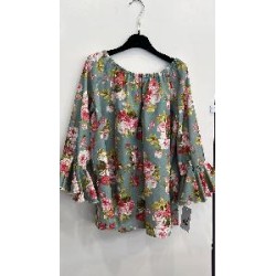 CAMISA FLAMENCA VERDE AGUA FLORES 42