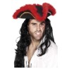 SOMBRERO PIRATA PLUMA ROJA