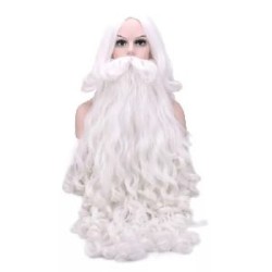 -PELUCA Y BARBA PAPA NOEL LARGA BLANCA