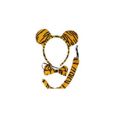 CONJUNTO DIADEMA PAJARITA Y COLA TIGRE