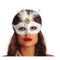 -ANTIFAZ BLANCO CON PLUMA