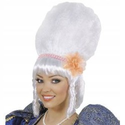 -PELUCA MARQUESA CON PERLAS BLANCAS Y FLOR ROSA