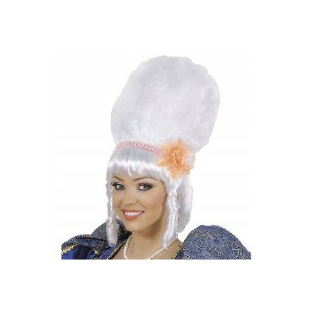 -PELUCA MARQUESA CON PERLAS BLANCAS Y FLOR ROSA