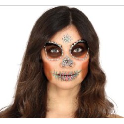 -JOYAS FACIALES ADHESIVAS CALAVERA VERDE