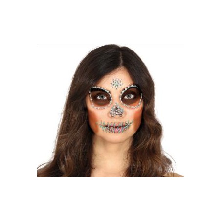 -JOYAS FACIALES ADHESIVAS CALAVERA VERDE
