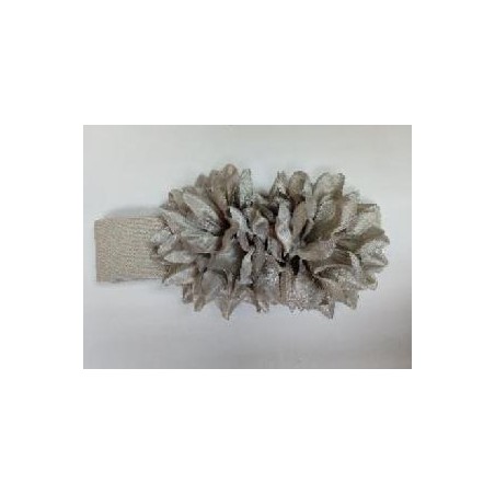 CINTURON ELASTICO GRIS PERLA CON DOS FLORES GRISES