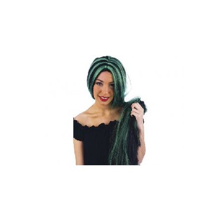 -PELUCA MORENA MECHAS VERDES