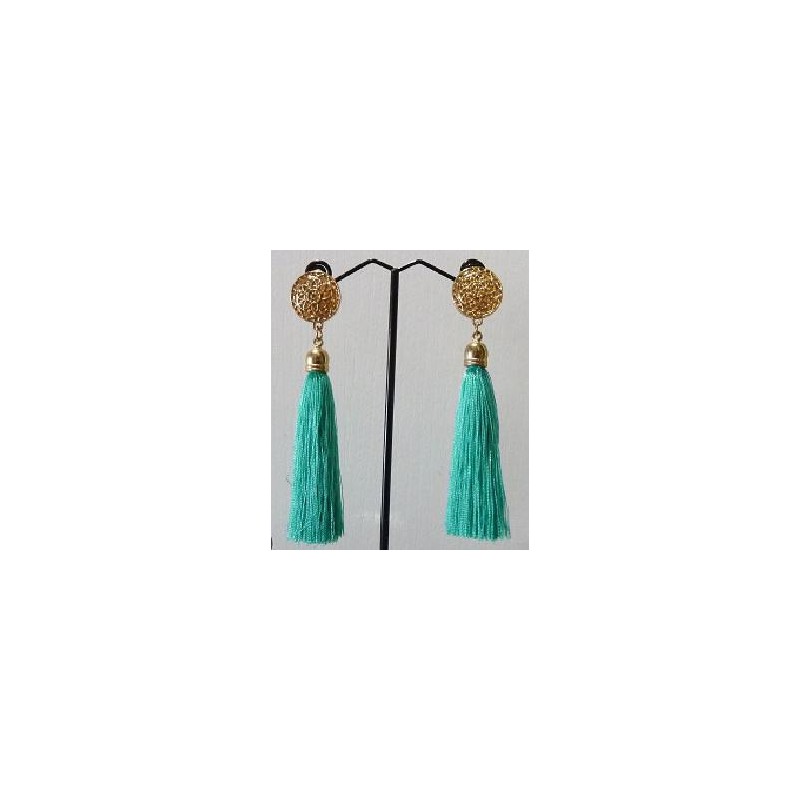 PENDIENTE FLECO BOTON VERDE ESMERALDA