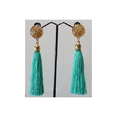 PENDIENTE FLECO BOTON VERDE ESMERALDA