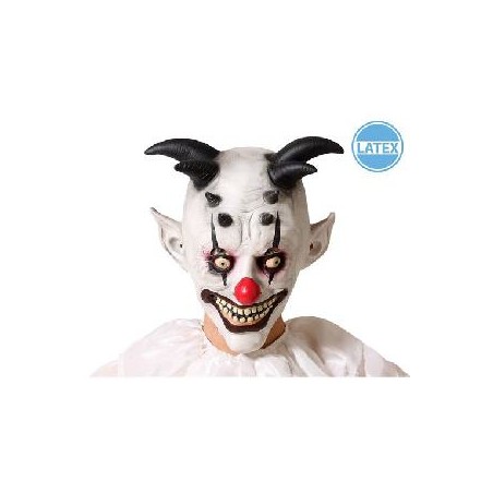 -MASCARA PAYASO CON CUERNOS LATEX