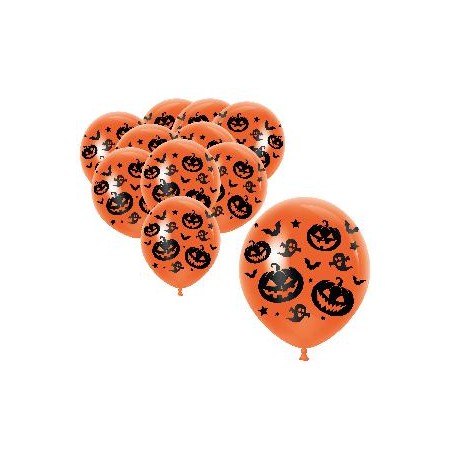 -BOLSA 10 GLOBOS NARANJA HALLOWEEN