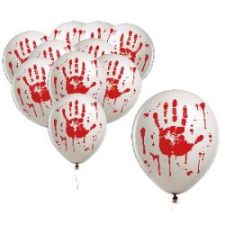 -BOLSA 10 GLOBOS MANOS SANGRIENTADAS