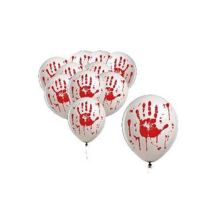 -BOLSA 10 GLOBOS MANOS SANGRIENTADAS