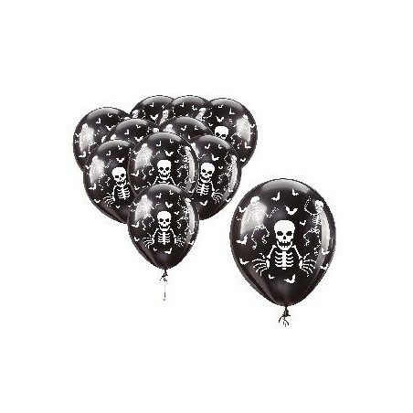 -BOLSA 10 GLOBOS NEGROS ESQUELETOS