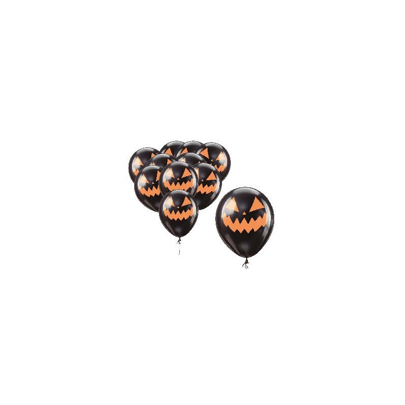 -BOLSA 10 GLOBOS NEGROS CALABAZA