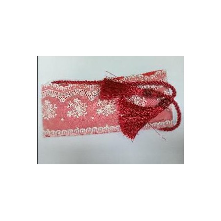 FAJIN ROJO TUL CON BORDADO BLANCO