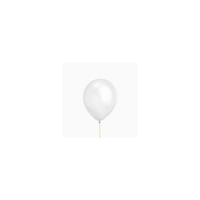 -SET 10 GLOBOS LATEX BLANCOS METALIZADO