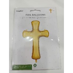 -GLOBO FOIL FORMA CRUZ DORADA