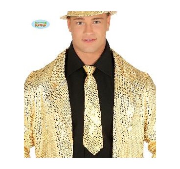 -CORBATA LENTEJUELAS ORO 35CM