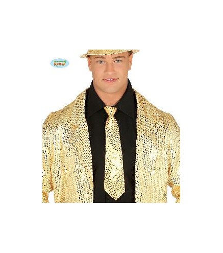 -CORBATA LENTEJUELAS ORO 35CM